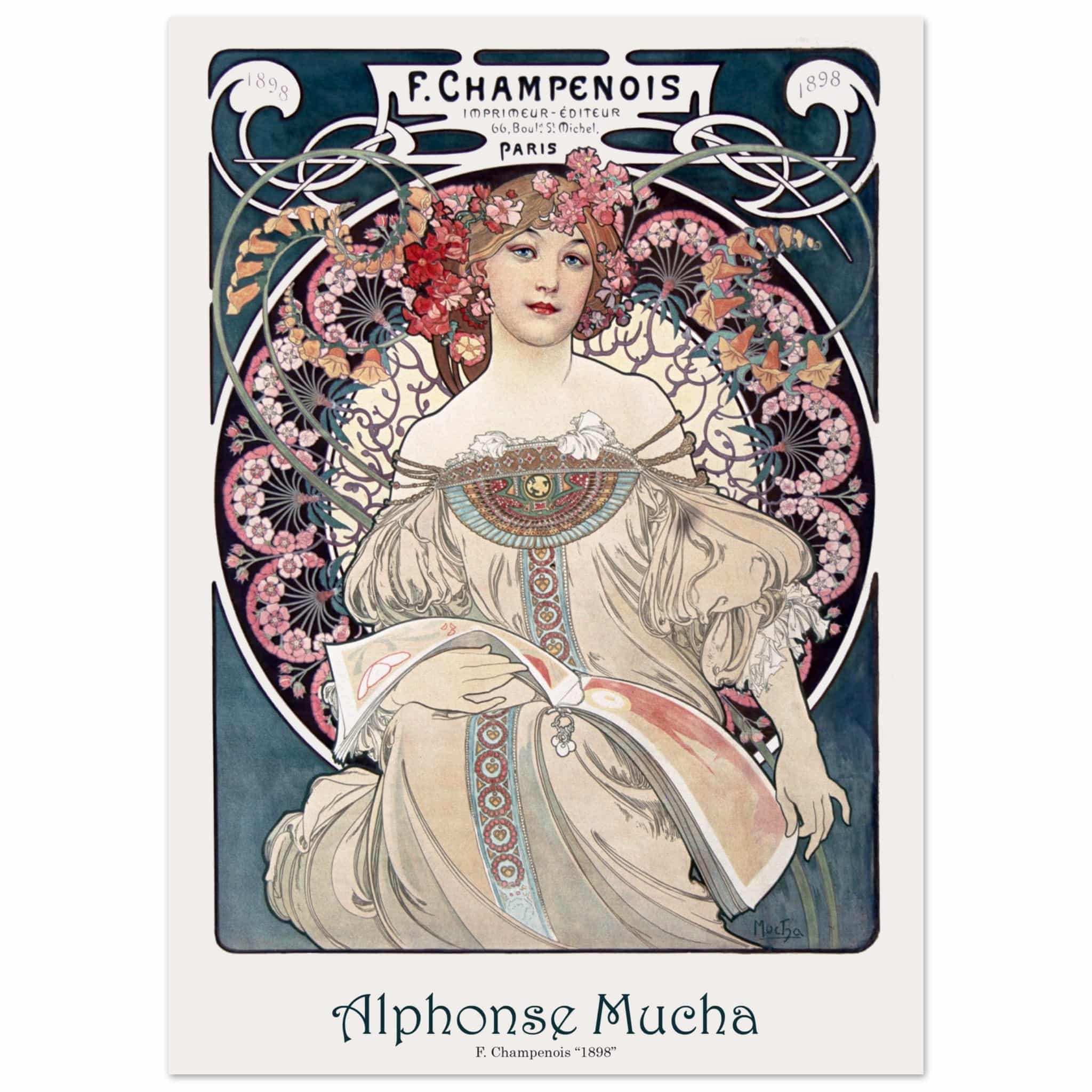 Artfulprints Poster Alphonse Mucha - F. Champenois - 50x70 cm - Blauw
