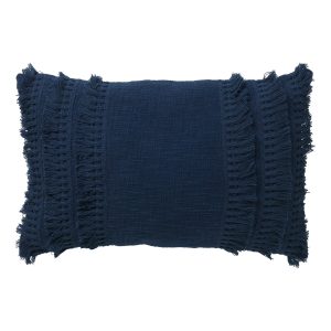 FARA – Sierkussen 40×60 cm – 100% katoen – met franjes – Insignia Blue FARA – Sierkussen 40×60 cm – 100% katoen – met franjes – Insignia Blue