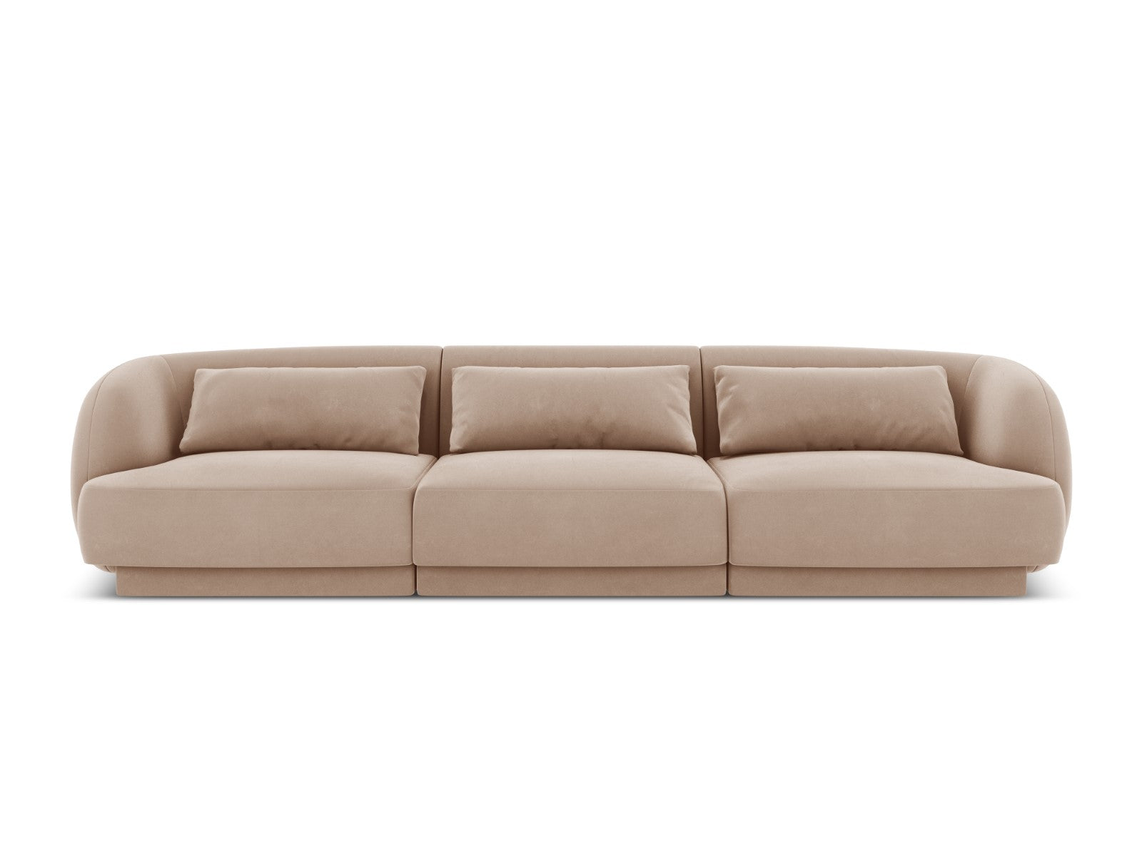 Cosmopolitan Design Bank Tulum 3-zits, flueel, beige - 90x255x70cm