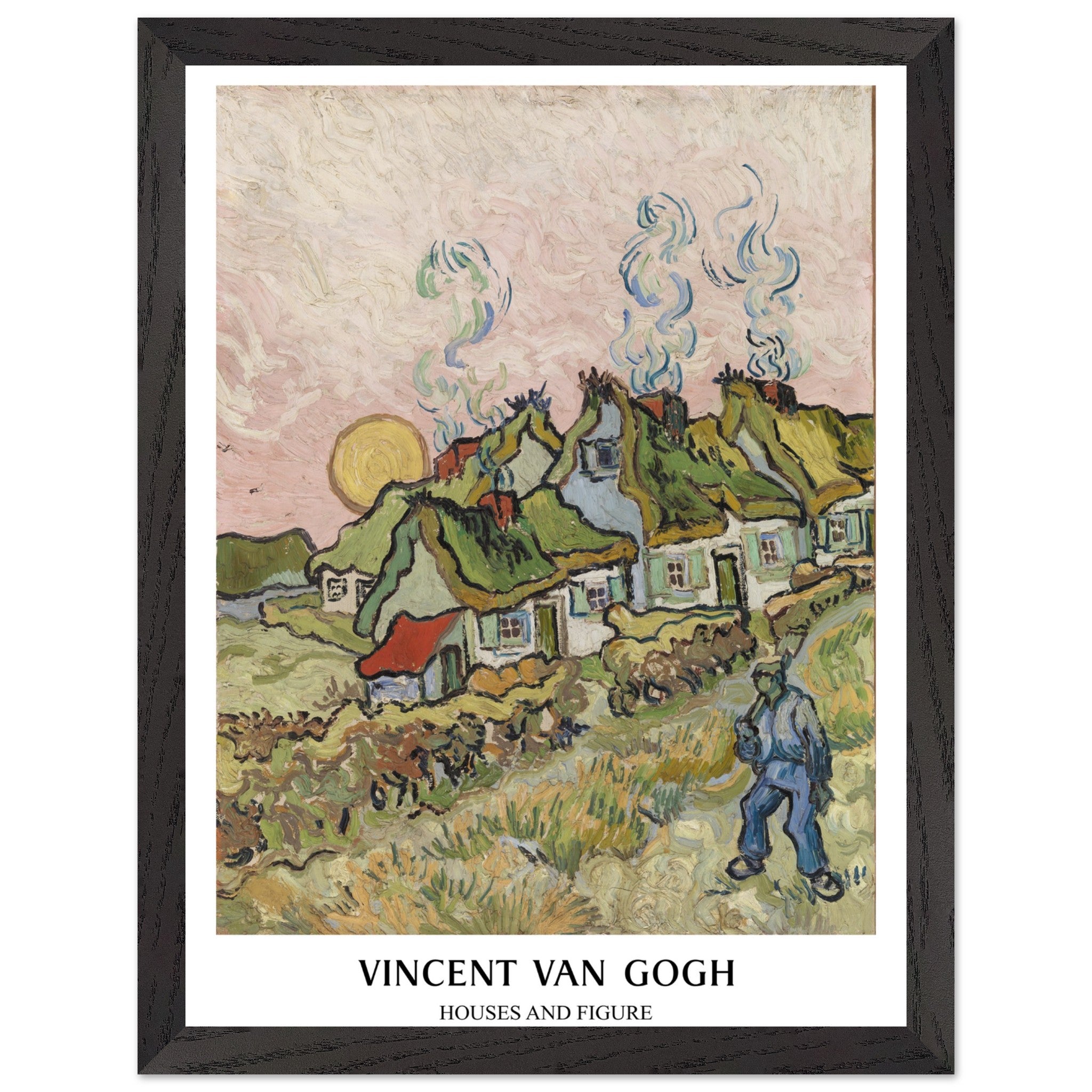Artfulprints Poster met Lijst Vincent van Gogh - Houses and figures -