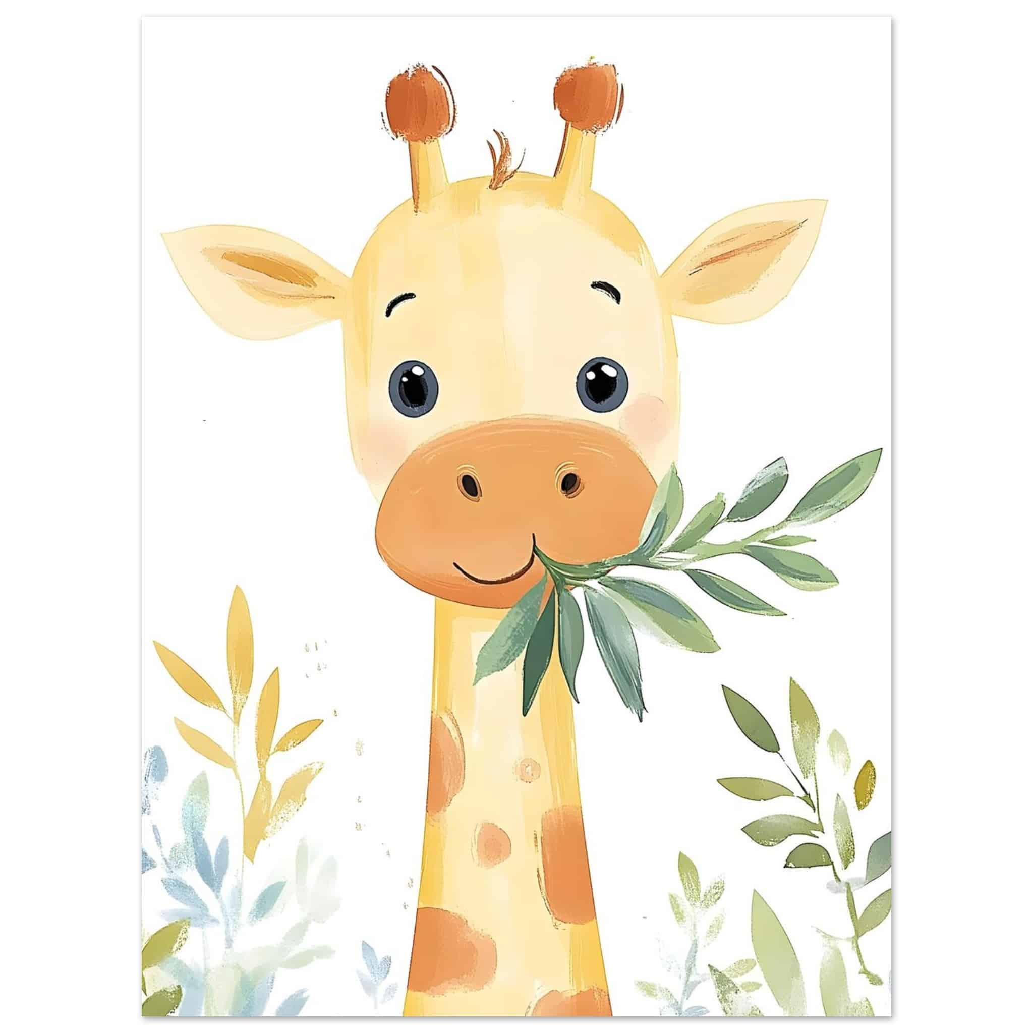 Artfulprints Poster Tropische giraffe - 30x40 cm - Geel