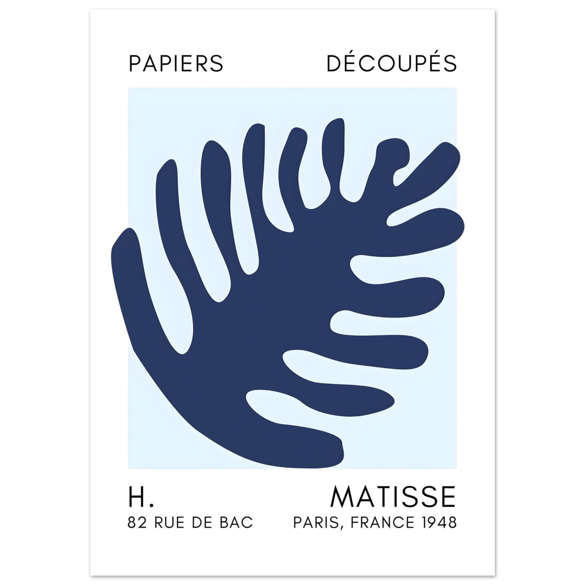 Artfulprints Poster Matisse – Coral bloom navy blue I - 50x70 cm - Bla