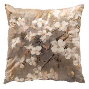 SUZY – kussenhoes 45×45 cm – bloemenprint – Driftwood – taupe SUZY – kussenhoes 45×45 cm – bloemenprint – Driftwood – taupe