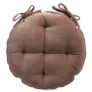 Calma House Stoelkussen Velour – Bruin – Diam. 40×4 Calma House Stoelkussen Velour – Bruin – Diam. 40×4