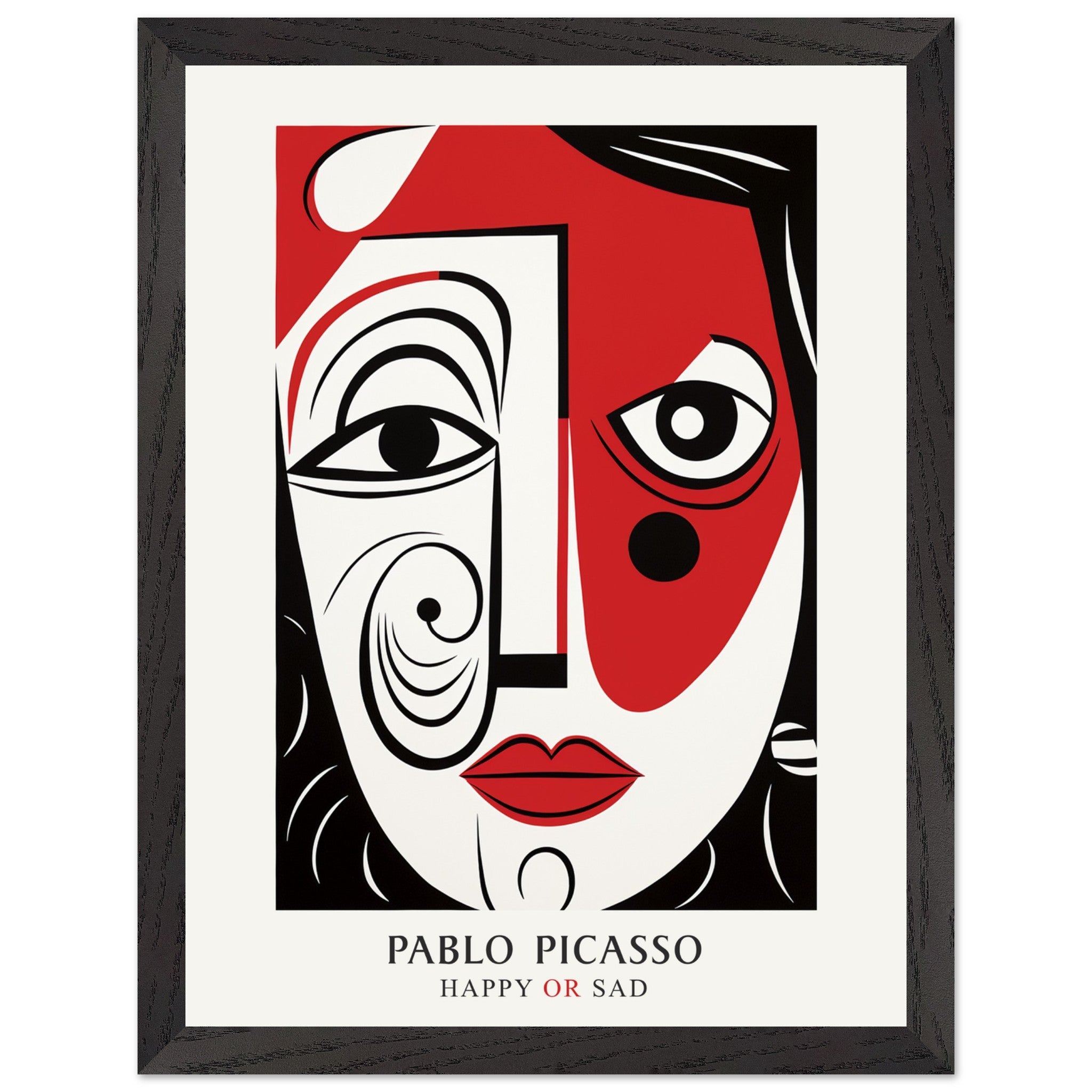 Artfulprints Poster met Lijst Pablo Picasso - Happy or sad - 30x40 cm