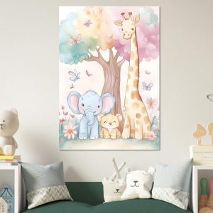 Artfulprints Poster Vrolijke safari dieren – 70×100 cm – Meerkleurig Artfulprints Poster Vrolijke safari dieren – 70×100 cm – Meerkleurig