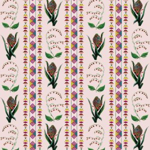 Behang Encanto Aztec Flowers pastel pink Behang Encanto Aztec Flowers pastel pink