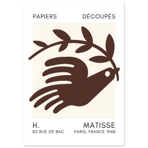 Artfulprints Poster Matisse – Peace dove brown – 70×100 cm – Bruin Artfulprints Poster Matisse – Peace dove brown – 70×100 cm – Bruin