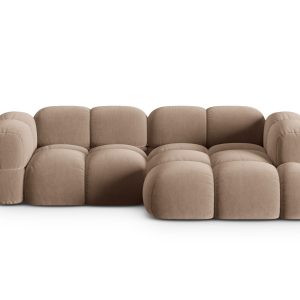 Cosmopolitan Design rechter hoekbank Loretto 3-zits, flueel donkerbeig Cosmopolitan Design rechter hoekbank Loretto 3-zits, flueel donkerbeig