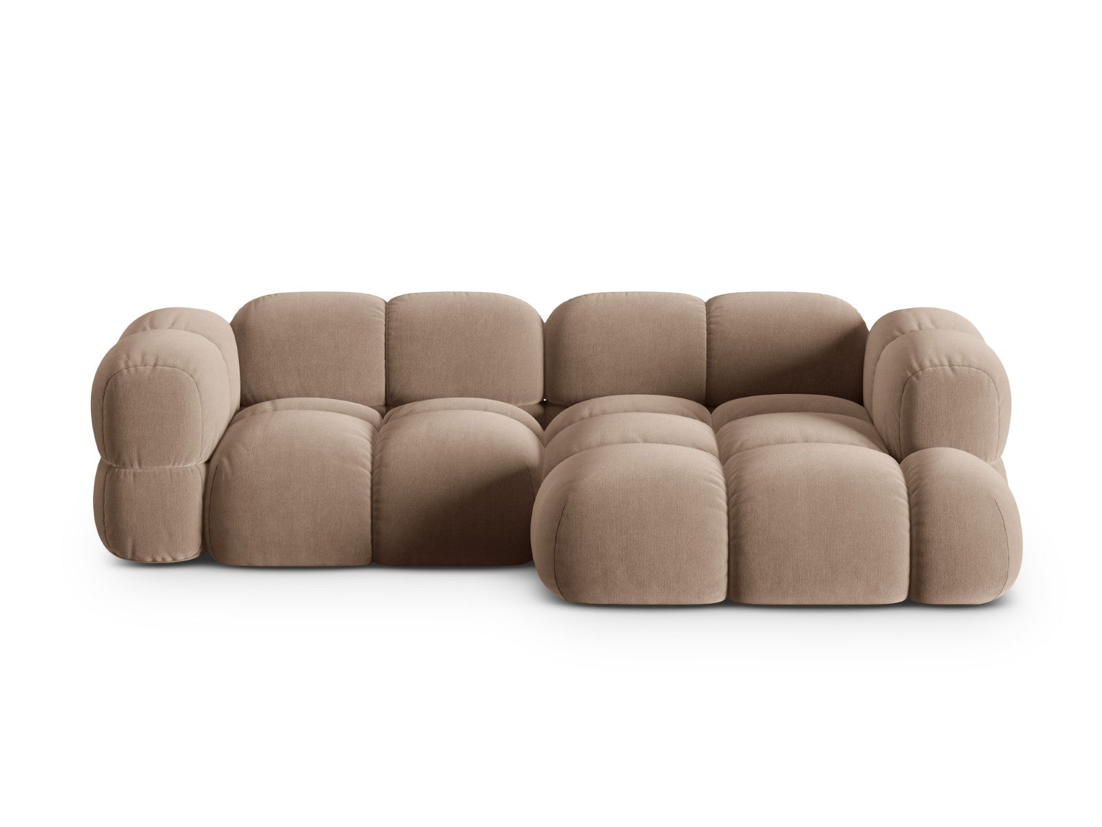 Cosmopolitan Design rechter hoekbank Loretto 3-zits, flueel donkerbeig