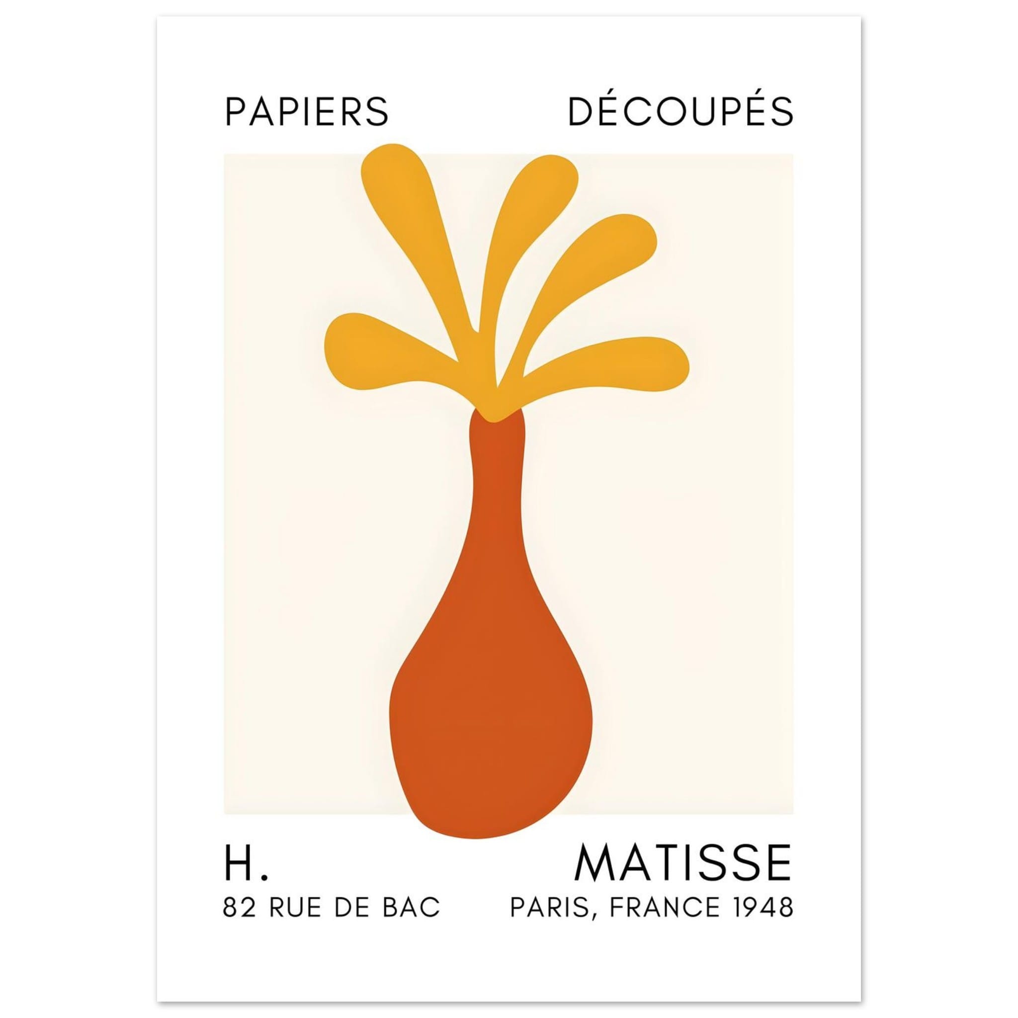 Artfulprints Poster Matisse - Ocean flower yellow - 50x70 cm - Geel