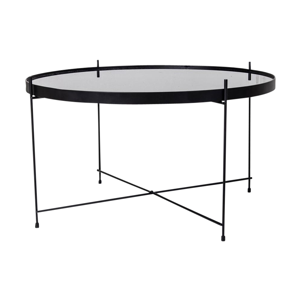 Artichok Liliana Ronde Salontafel van Metaal en Glas Ø 70 cm - Zwart