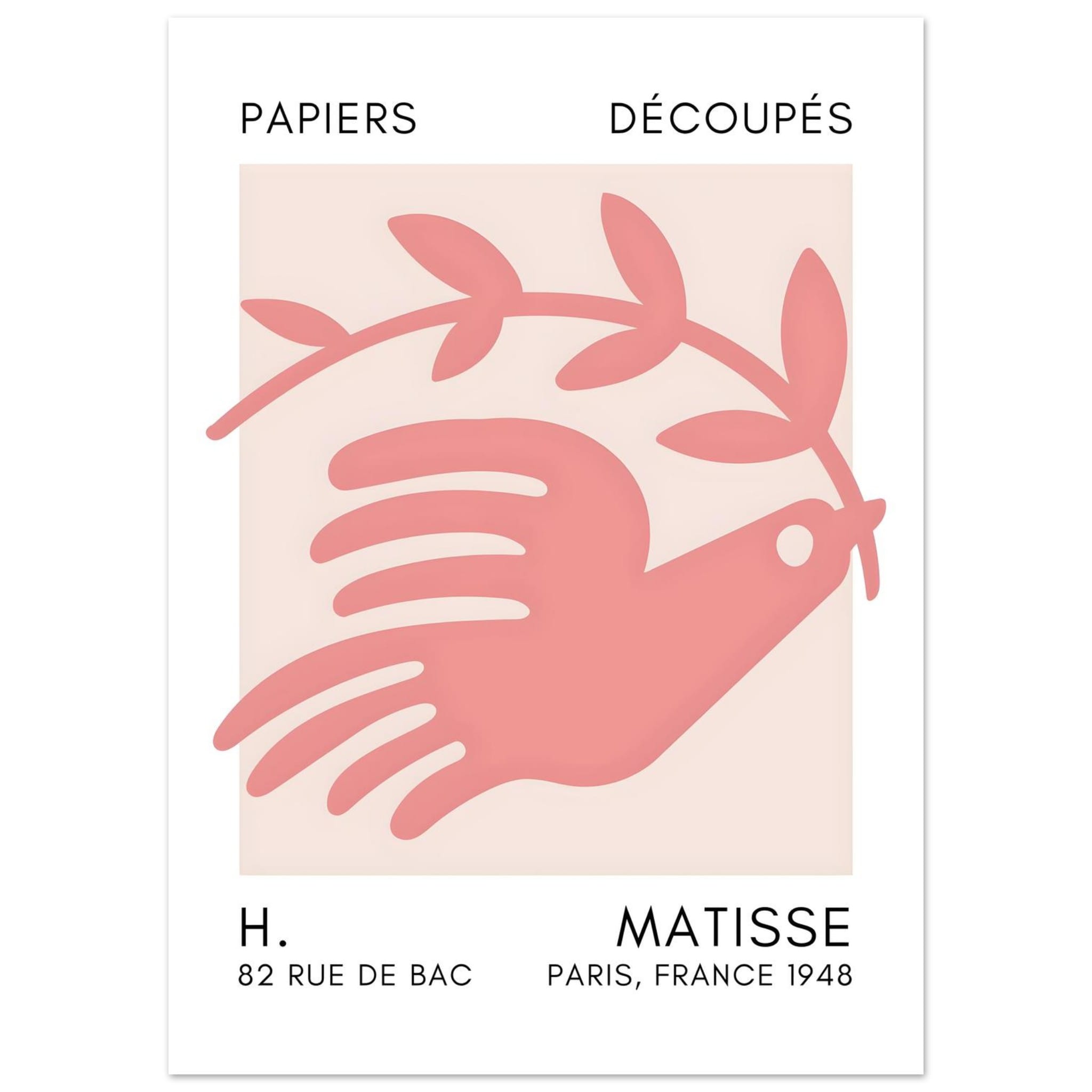 Artfulprints Poster Matisse - Peace dove taupe - 50x70 cm - Taupe