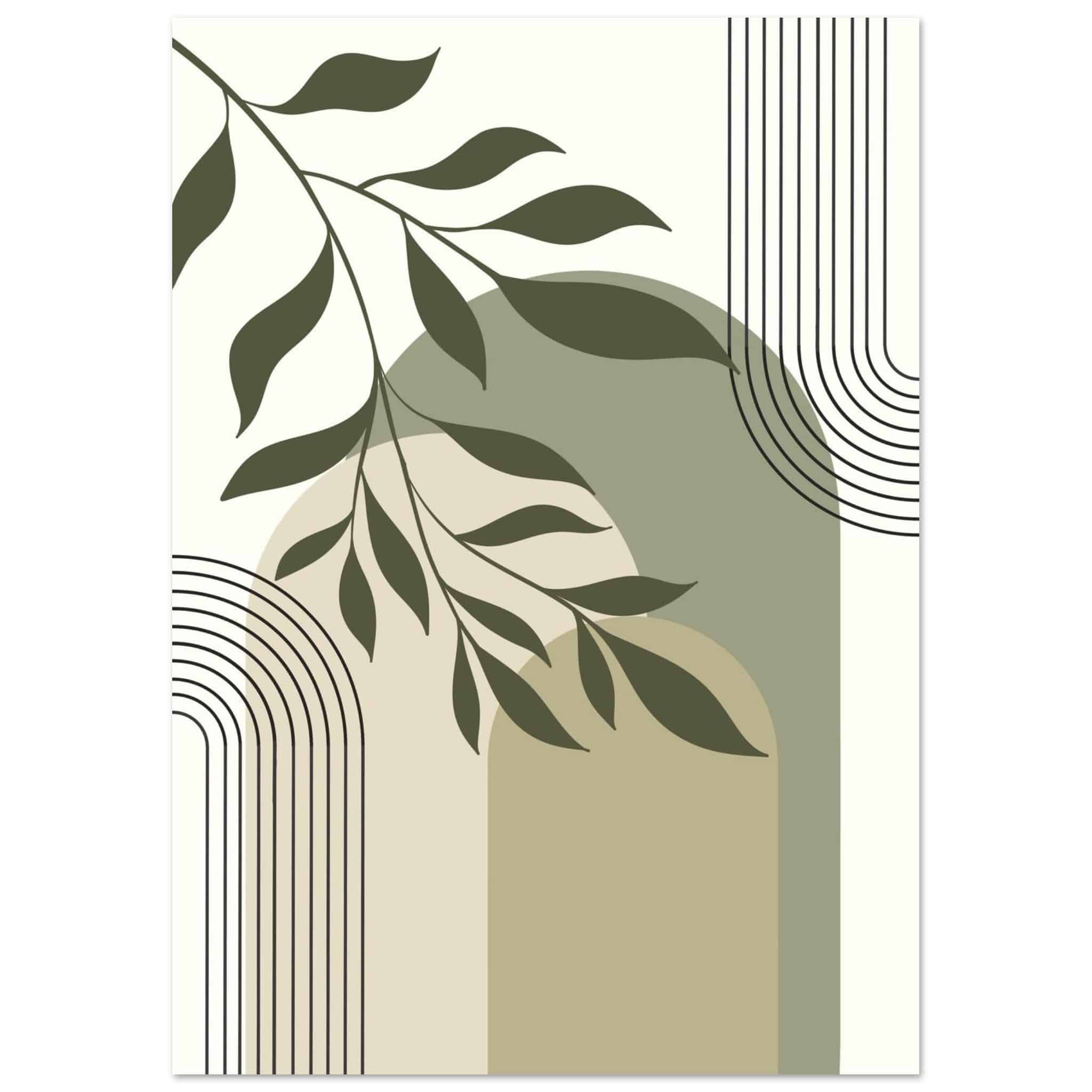 Artfulprints Poster Boho – Olive lines - A4 21x29.7 cm - Groen