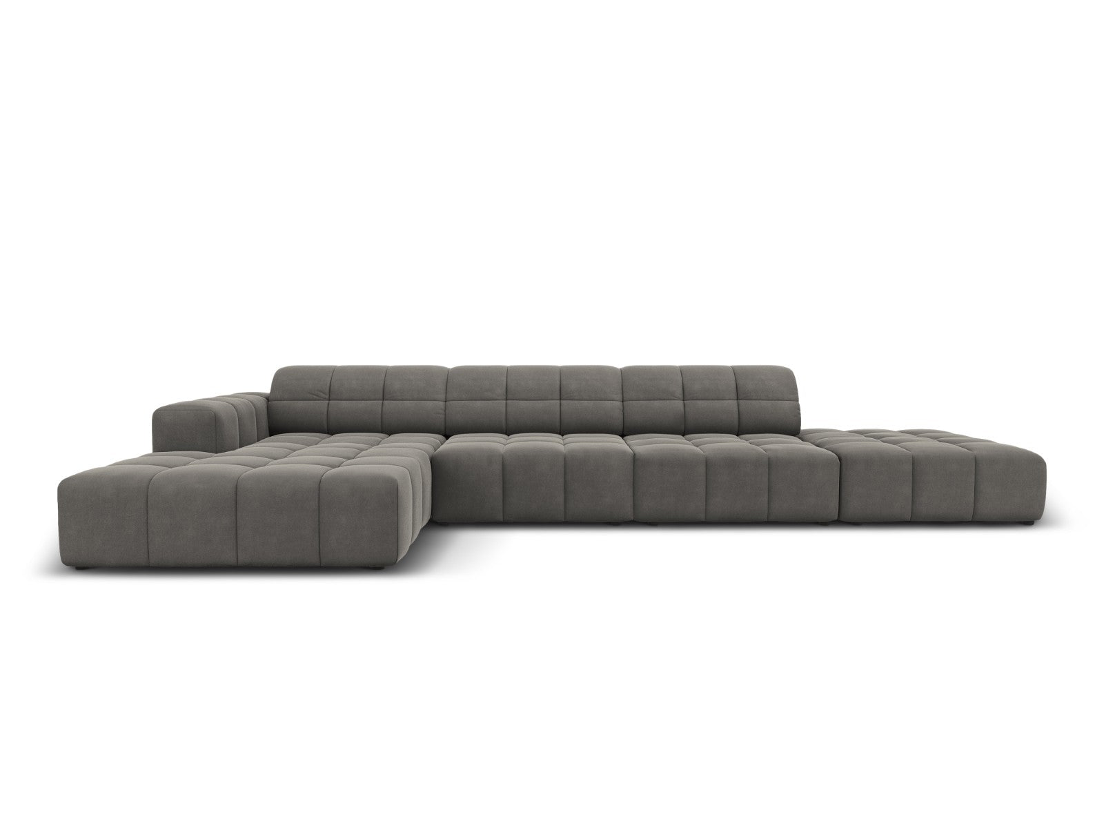 Cosmopolitan Design linker hoekbank Chicago 5-zits, flueel lichtgrijs