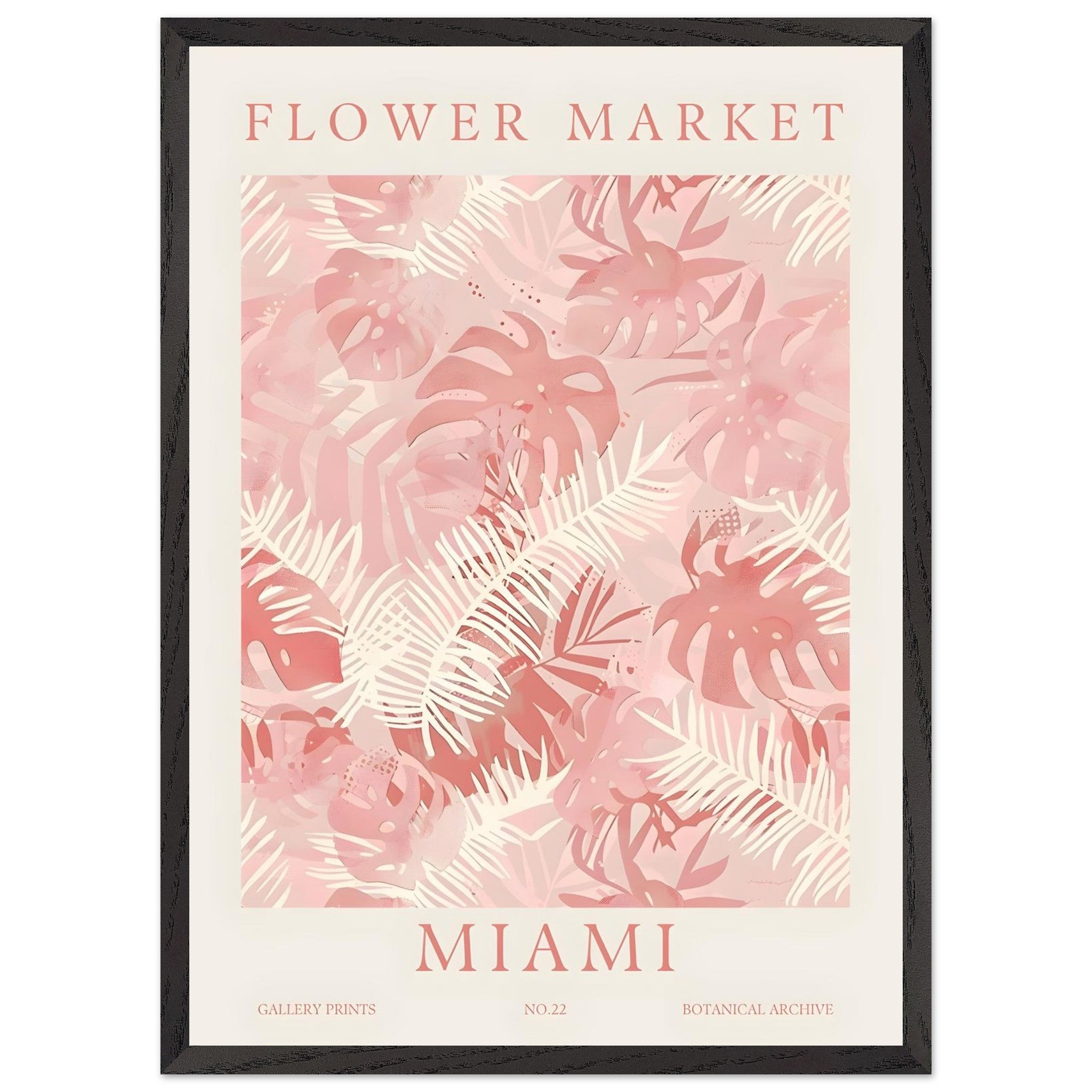 Artfulprints Poster met Lijst Flower market - Miami - 50x70 cm - Roze