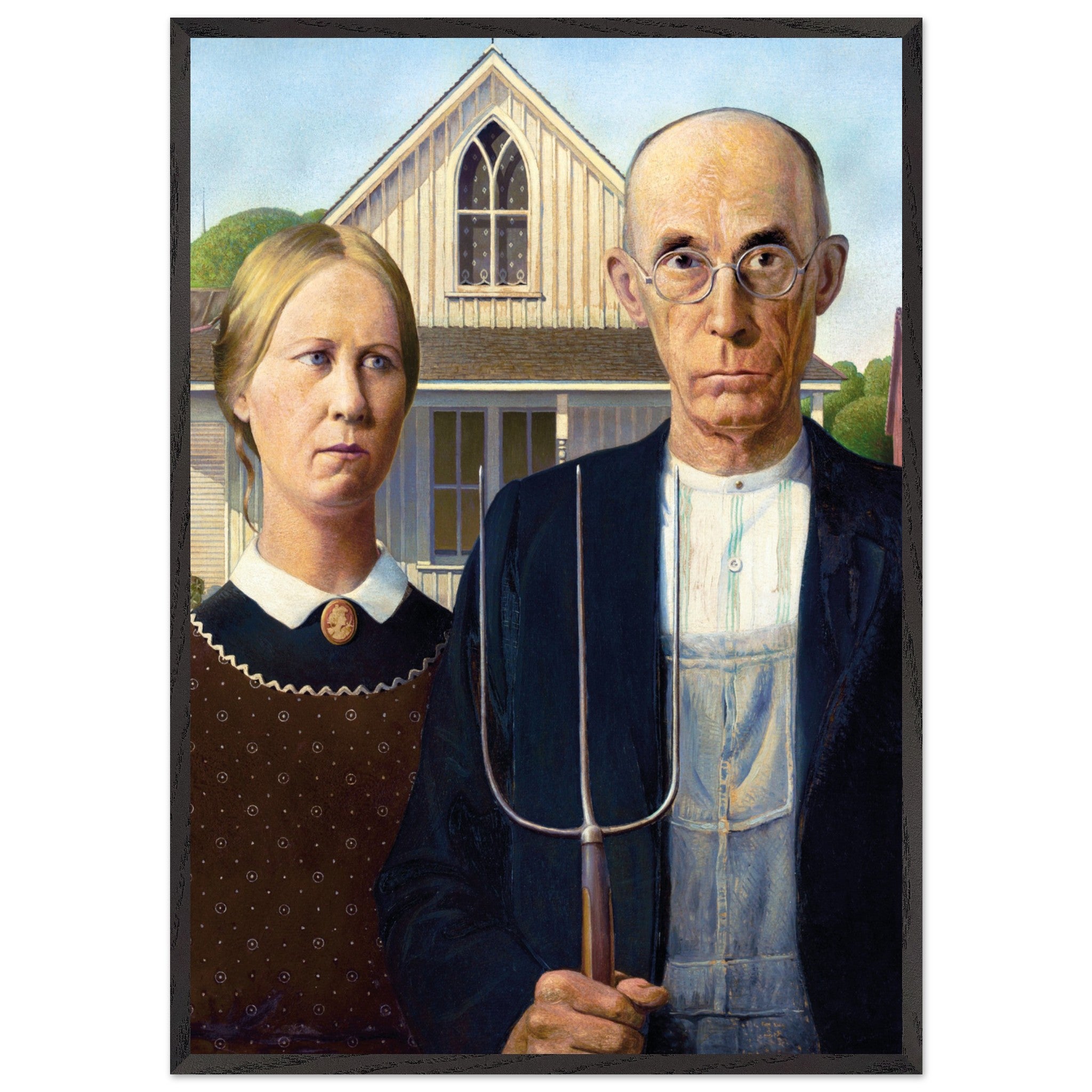 Artfulprints Poster met Lijst Grant Wood - American gothic - 50x70 cm
