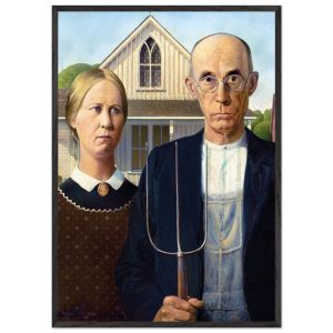 Artfulprints Poster met Lijst Grant Wood – American gothic – 70×100 cm