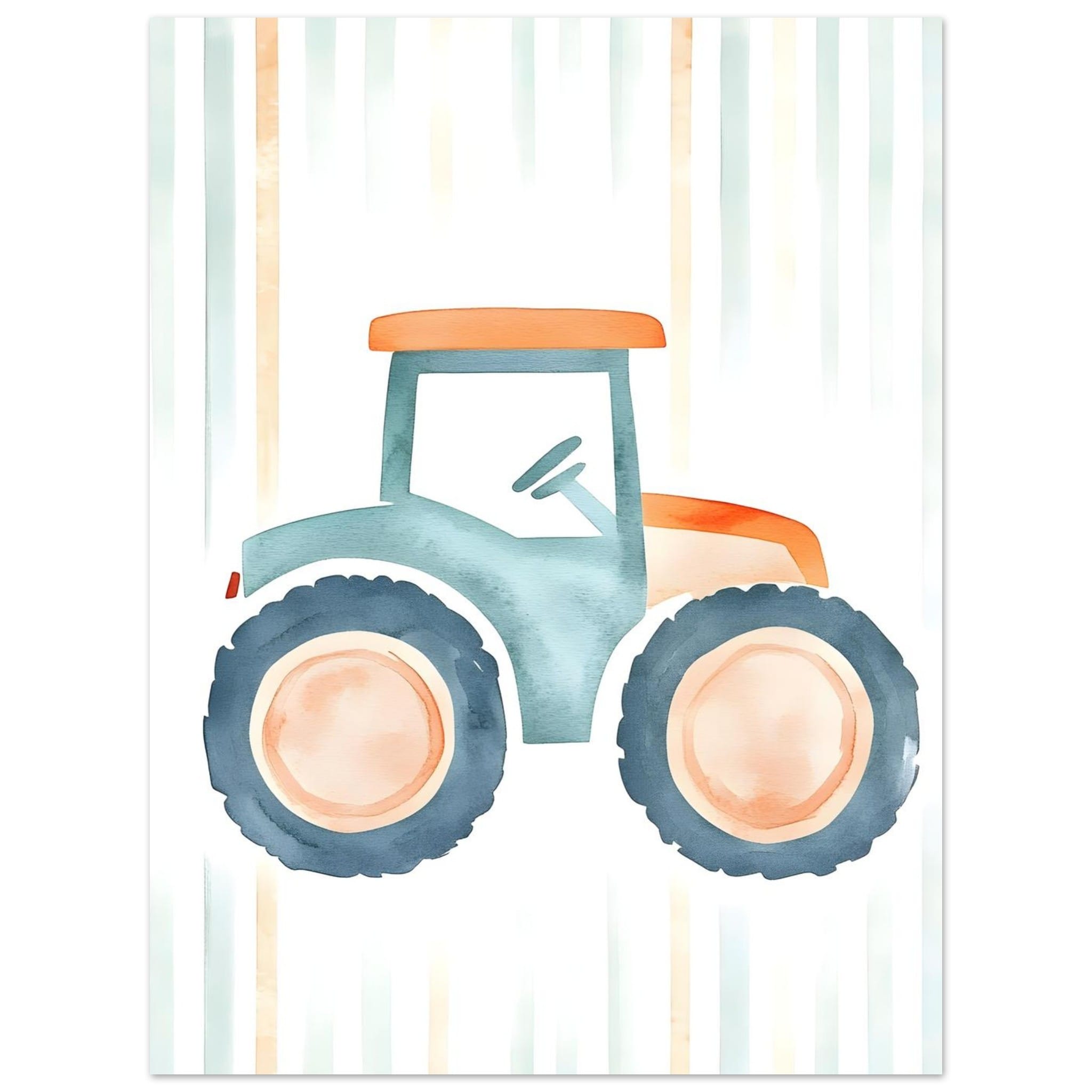 Artfulprints Poster Retro tractor illustratie - 30x40 cm - Meerkleurig
