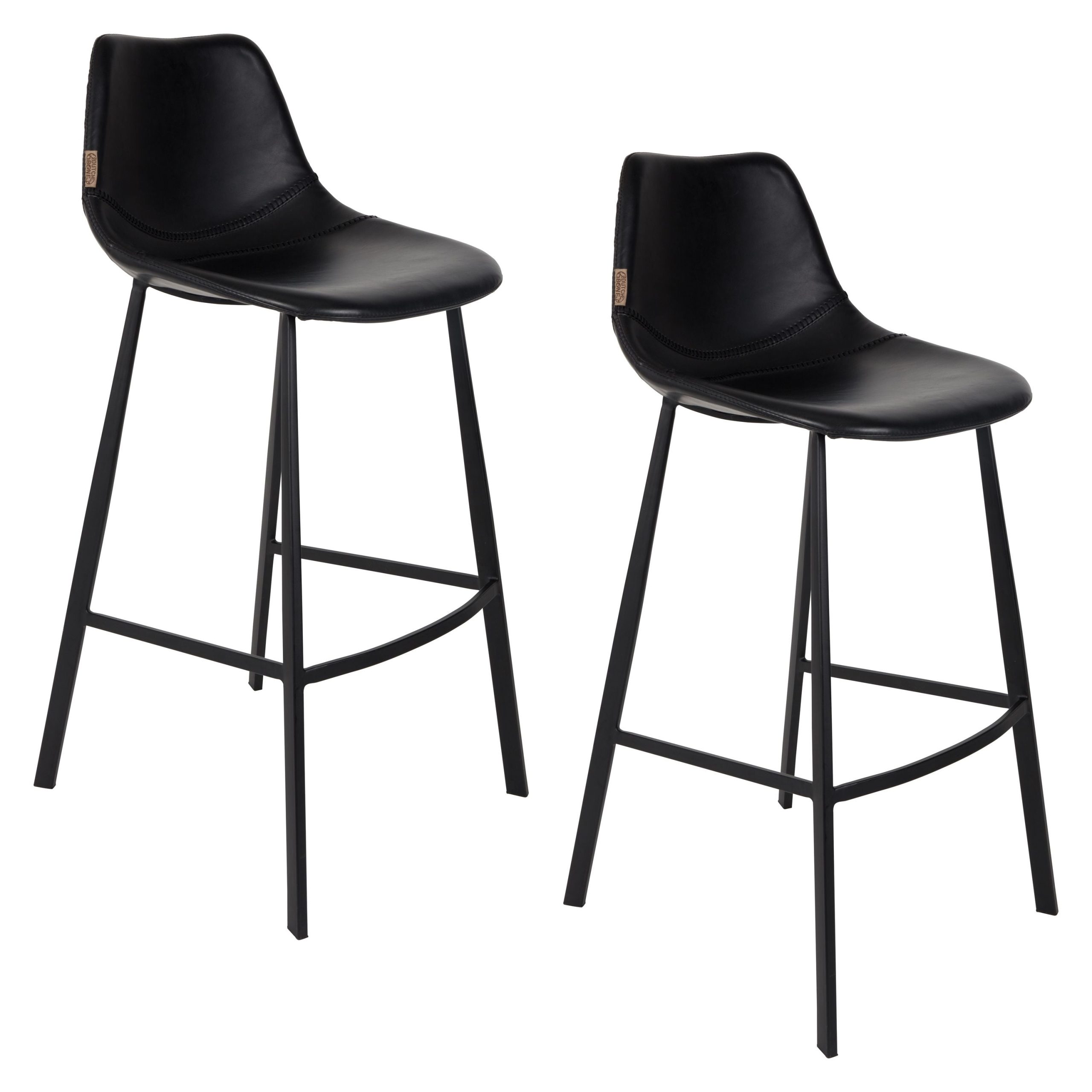 Dutchbone Franky Barkrukken rugleuning 80 cm Zwart - Set van 2