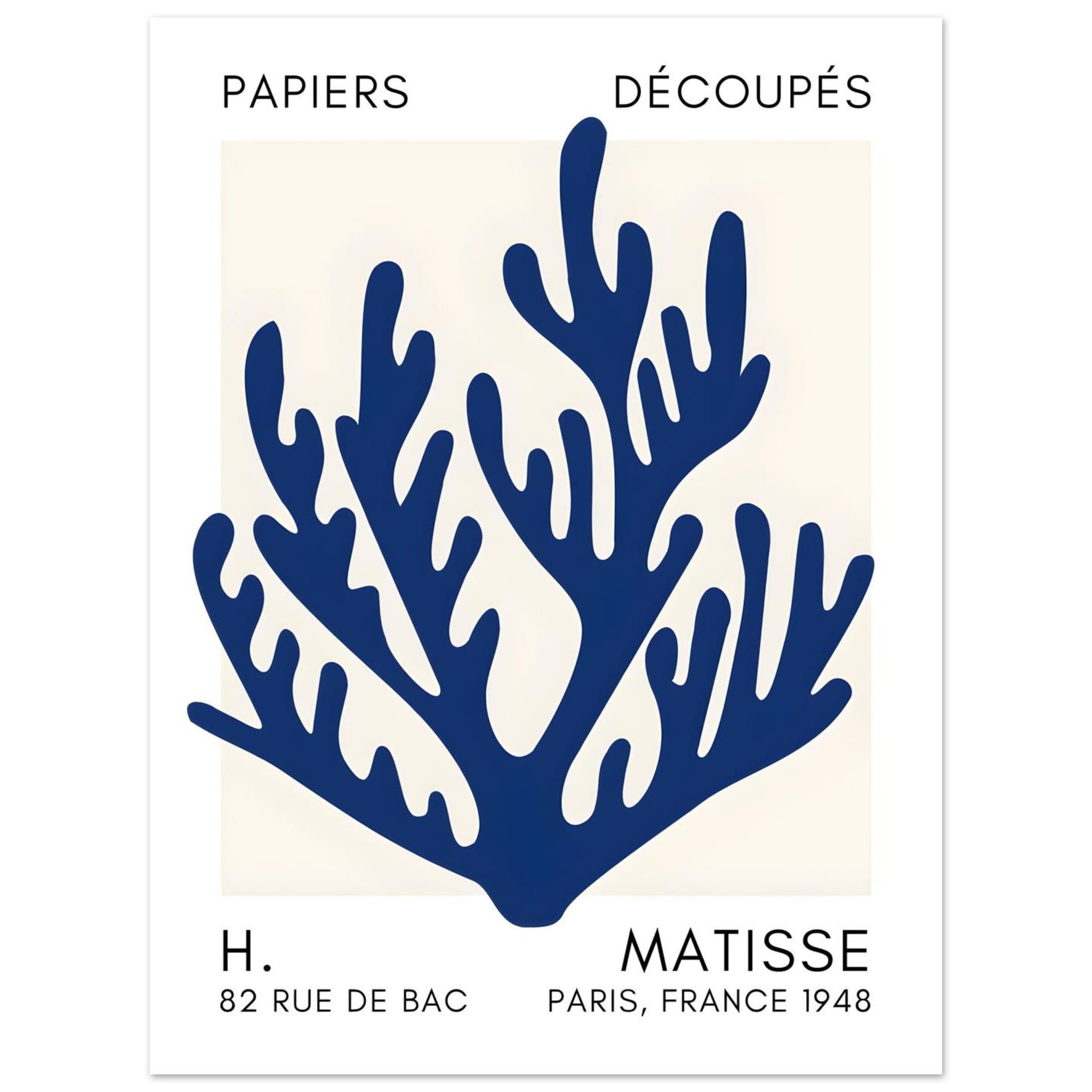 Artfulprints Poster Matisse – Coral harmony navy blue II - 30x40 cm -