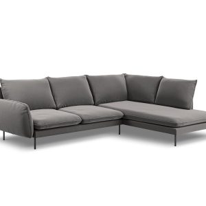 Cosmopolitan Design rechter hoekbank Vienna 6-zits, flueel, lichtgrijs Cosmopolitan Design rechter hoekbank Vienna 6-zits, flueel, lichtgrijs