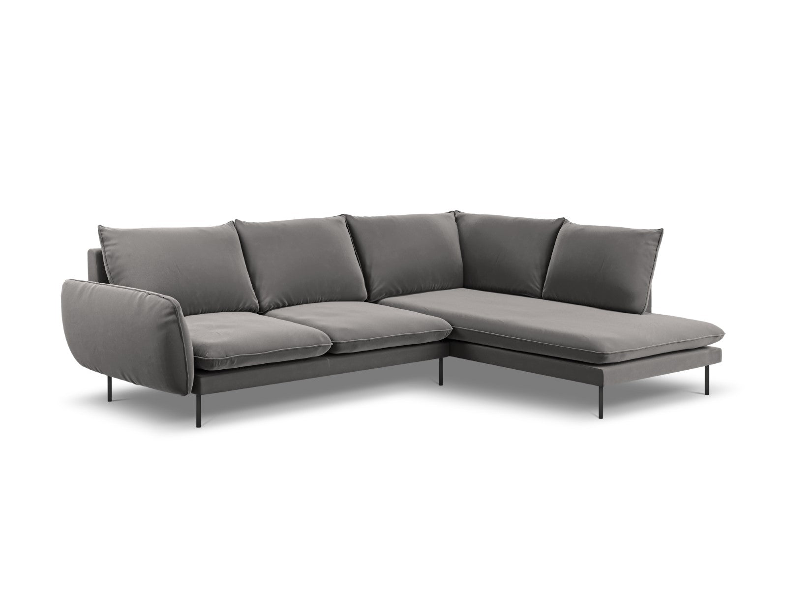 Cosmopolitan Design rechter hoekbank Vienna 6-zits, flueel, lichtgrijs