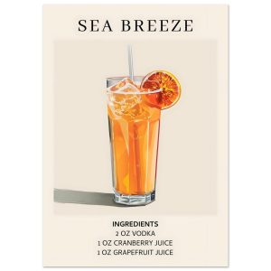 Artfulprints Poster Sea Breeze cocktail – Ingrediënten – A4 21×29.7 cm Artfulprints Poster Sea Breeze cocktail – Ingrediënten – A4 21×29.7 cm