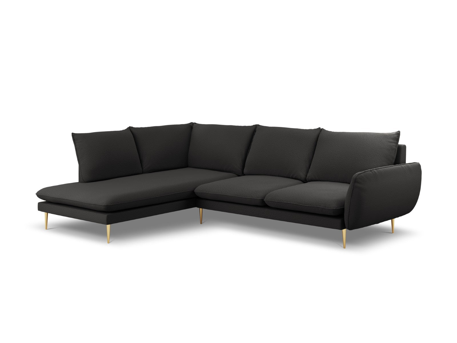 Cosmopolitan Design linker hoekbank Vienna 6-zits, boucle, zwart - 185