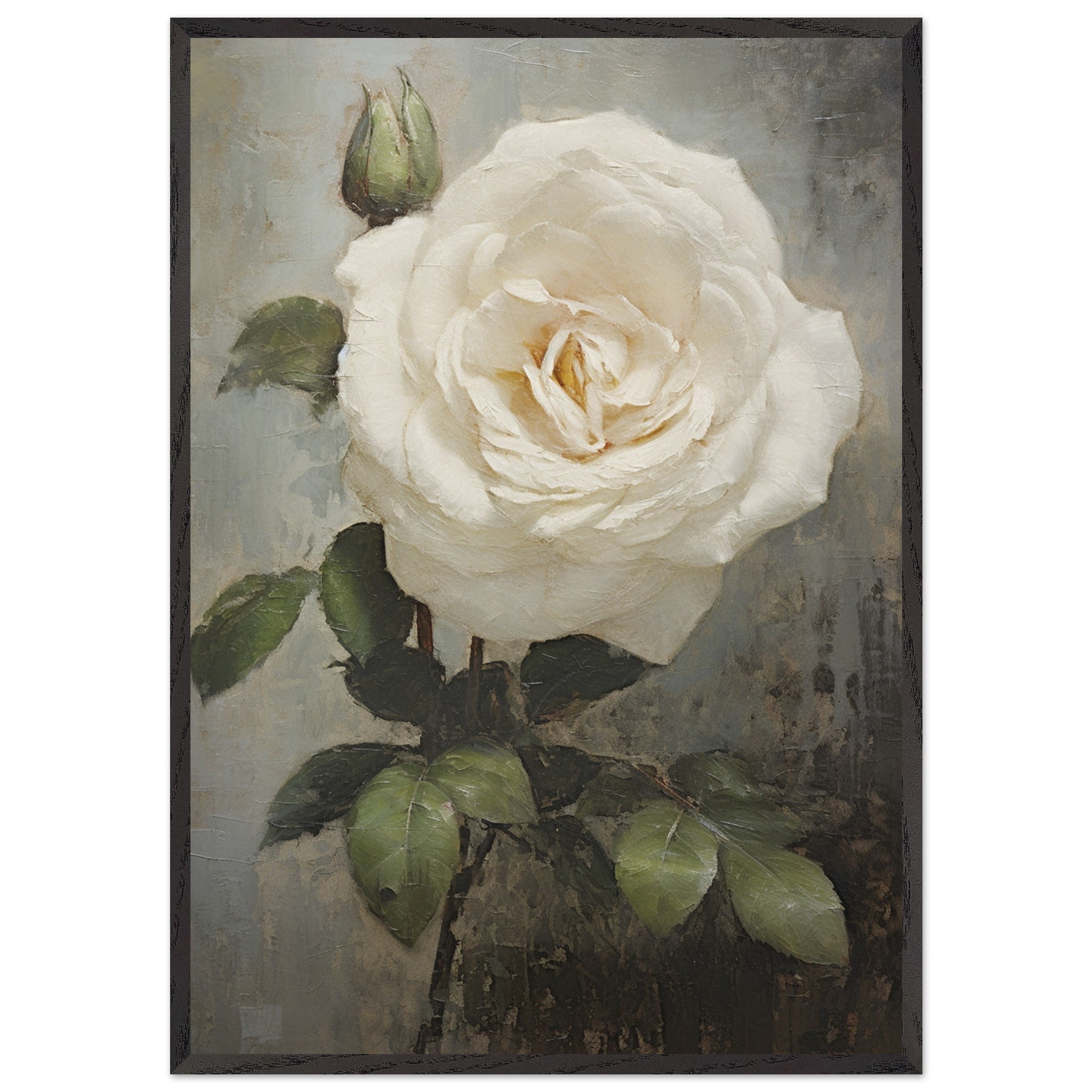 Artfulprints Poster met Lijst White rose - 70x100 cm - Wit