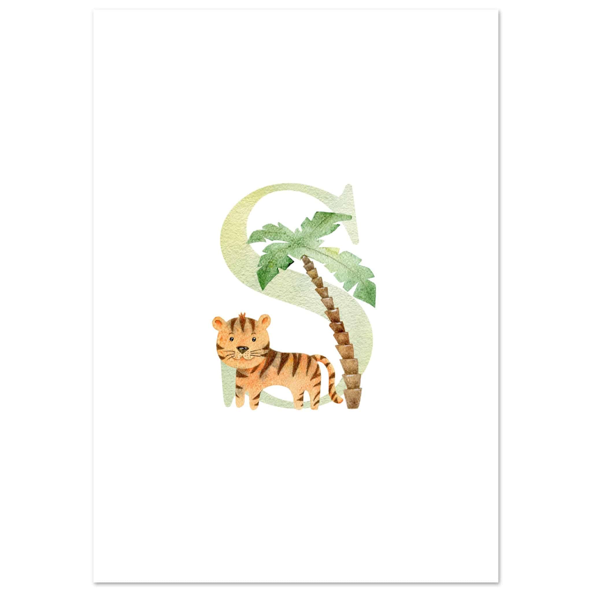 Artfulprints Poster Letter S kindernaam - A4 21x29.7 cm - Meerkleurig