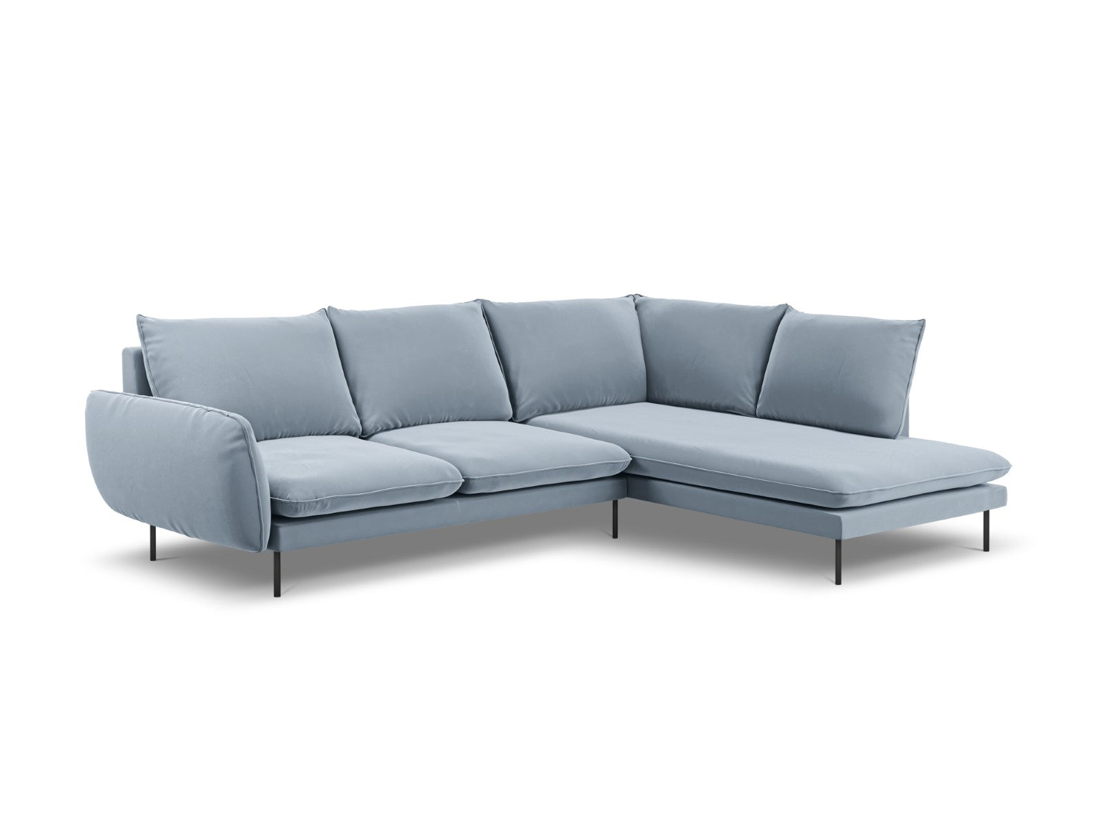 Cosmopolitan Design rechter hoekbank Vienna 6-zits, flueel, lichtblauw