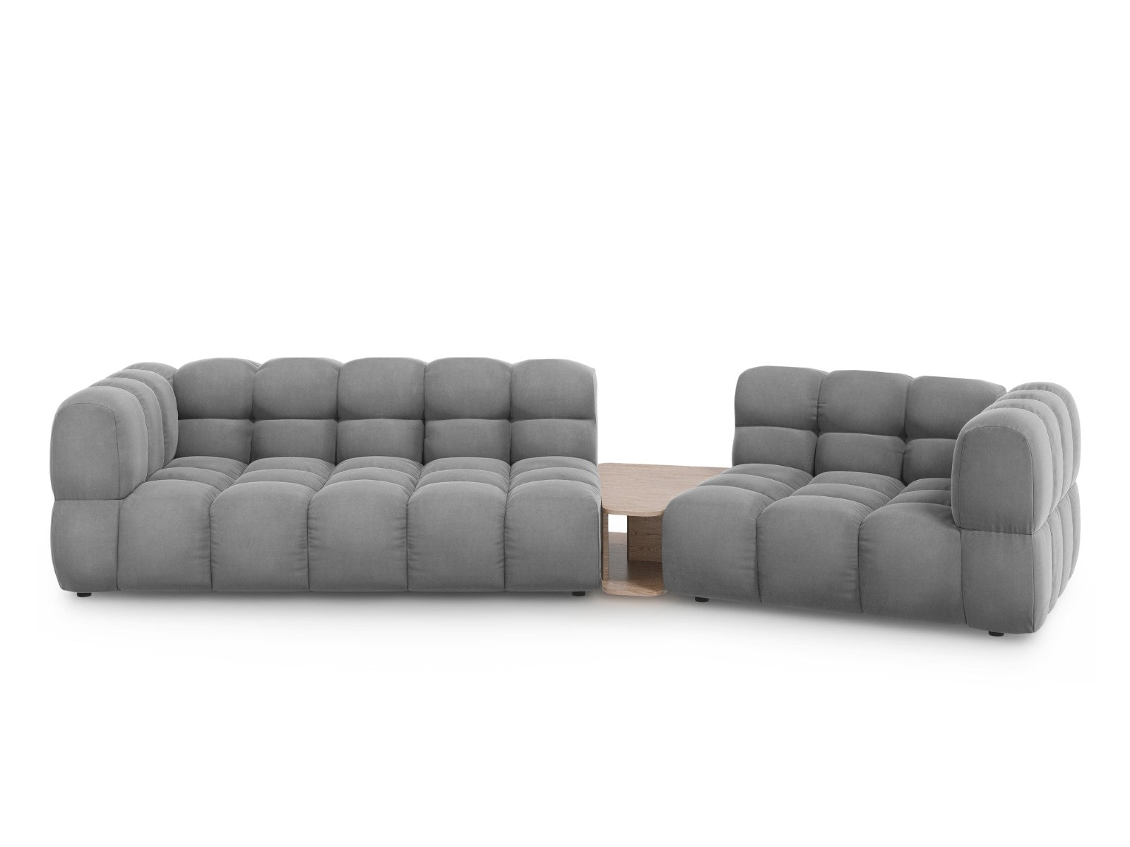 Cosmopolitan Design Rechte modulaire bank Sky 3-zits, flueel, lichtgri