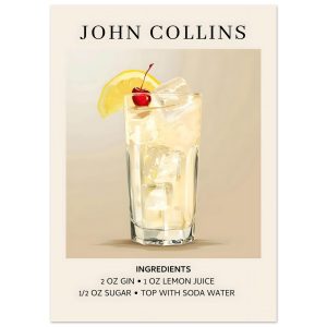 Artfulprints Poster John Collins cocktail – Ingrediënten – 50×70 cm – Artfulprints Poster John Collins cocktail – Ingrediënten – 50×70 cm –