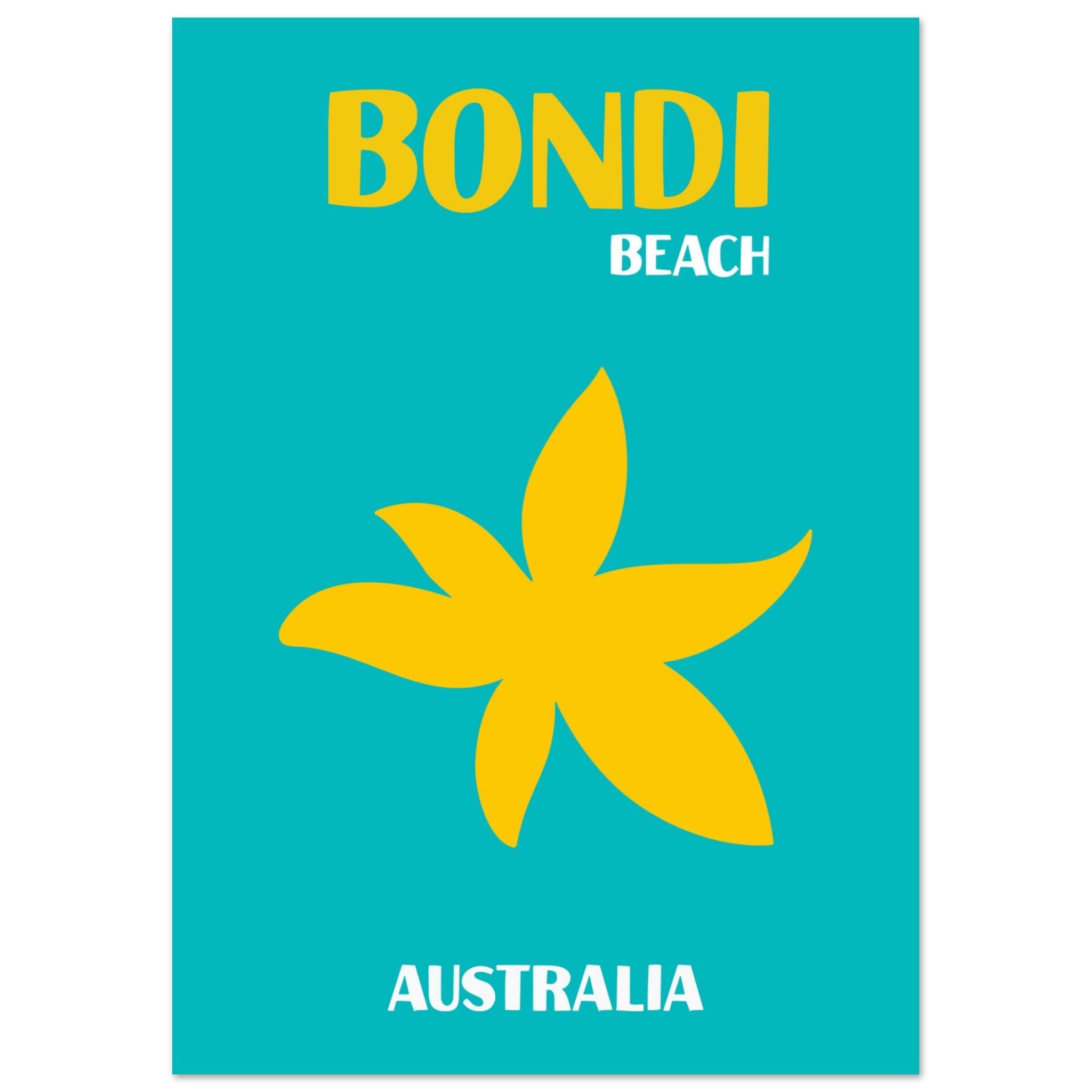 Artfulprints Poster Australië - Bondi Beach - A4 21x29.7 cm - Turquois