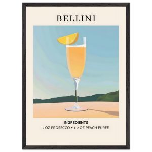 Artfulprints Poster met Lijst Bellini cocktail – Ingrediënten – 50×70