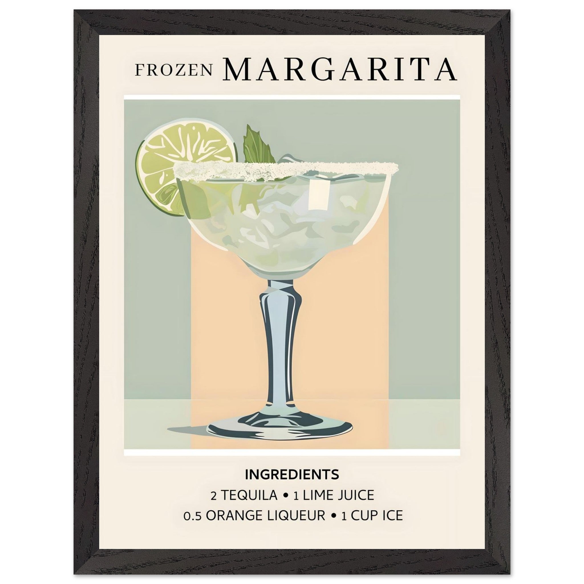 Artfulprints Poster met Lijst Frozen Margarita cocktail I - Ingrediënt