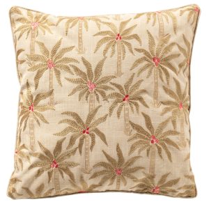 ZENNA – kussenhoes 45×45 cm – palmbomen – Almond Buff – bruin, beige