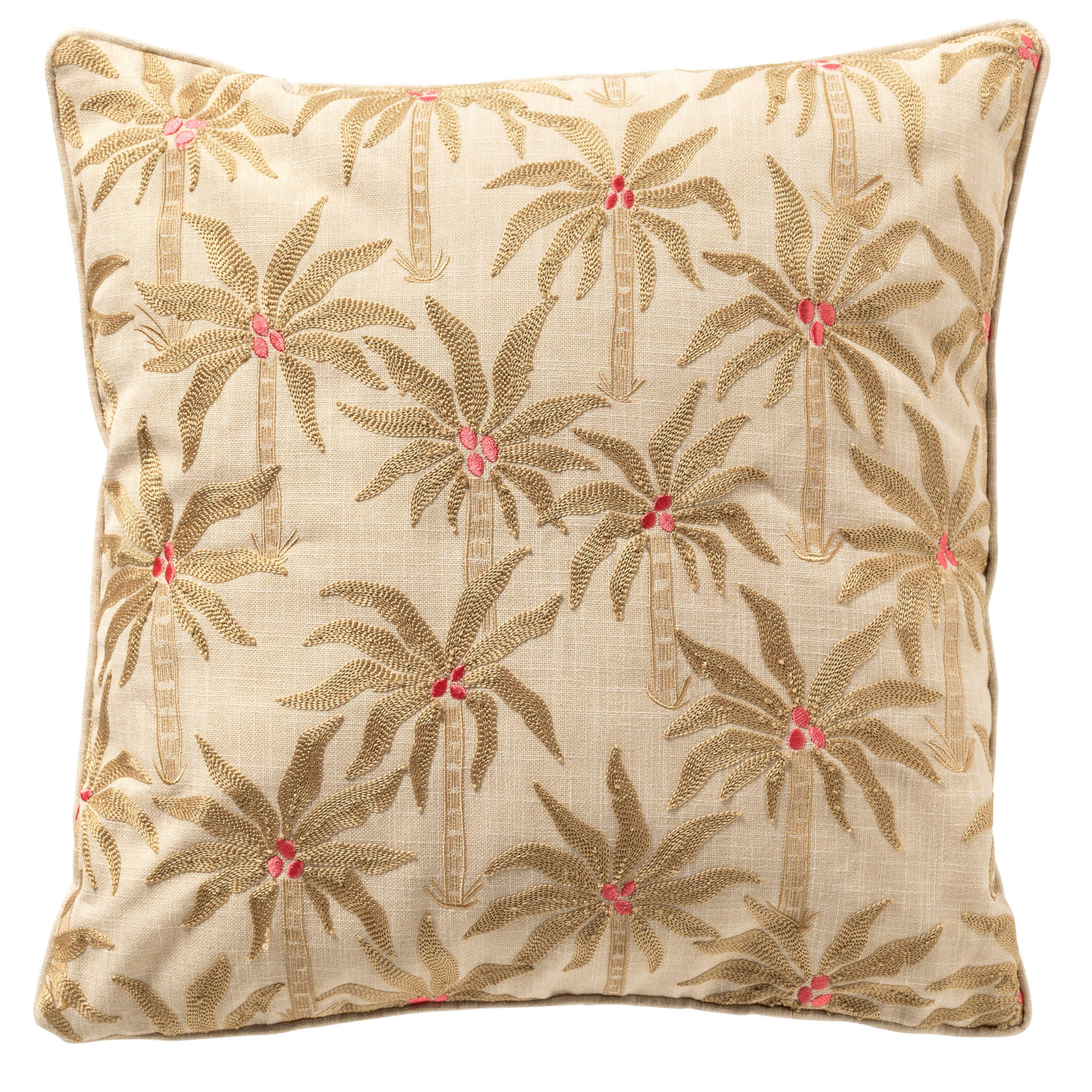 ZENNA - kussenhoes 45x45 cm - palmbomen - Almond Buff - bruin, beige