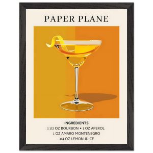 Artfulprints Poster met Lijst Paper Plane cocktail – Ingredients – 30x Artfulprints Poster met Lijst Paper Plane cocktail – Ingredients – 30x