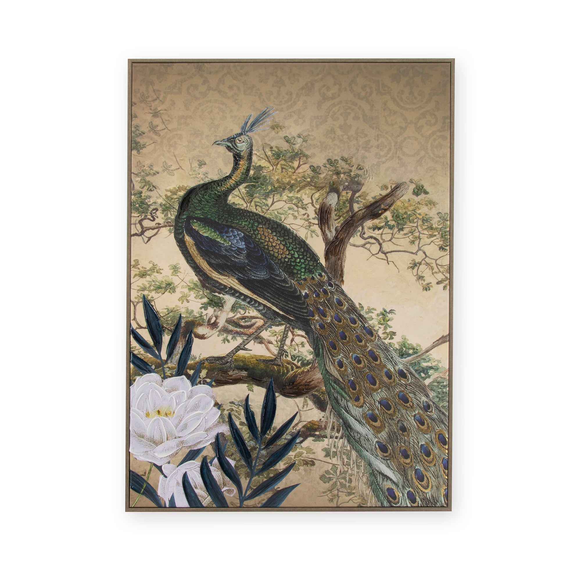 Art for the Home Canvas met handgeschilderde details - Peacock in para