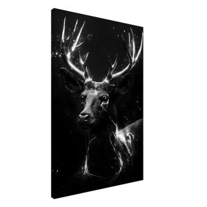 Artfulprints Canvas Deer portrait canvas – 60×90 cm – Zwart / Wit Artfulprints Canvas Deer portrait canvas – 60×90 cm – Zwart / Wit