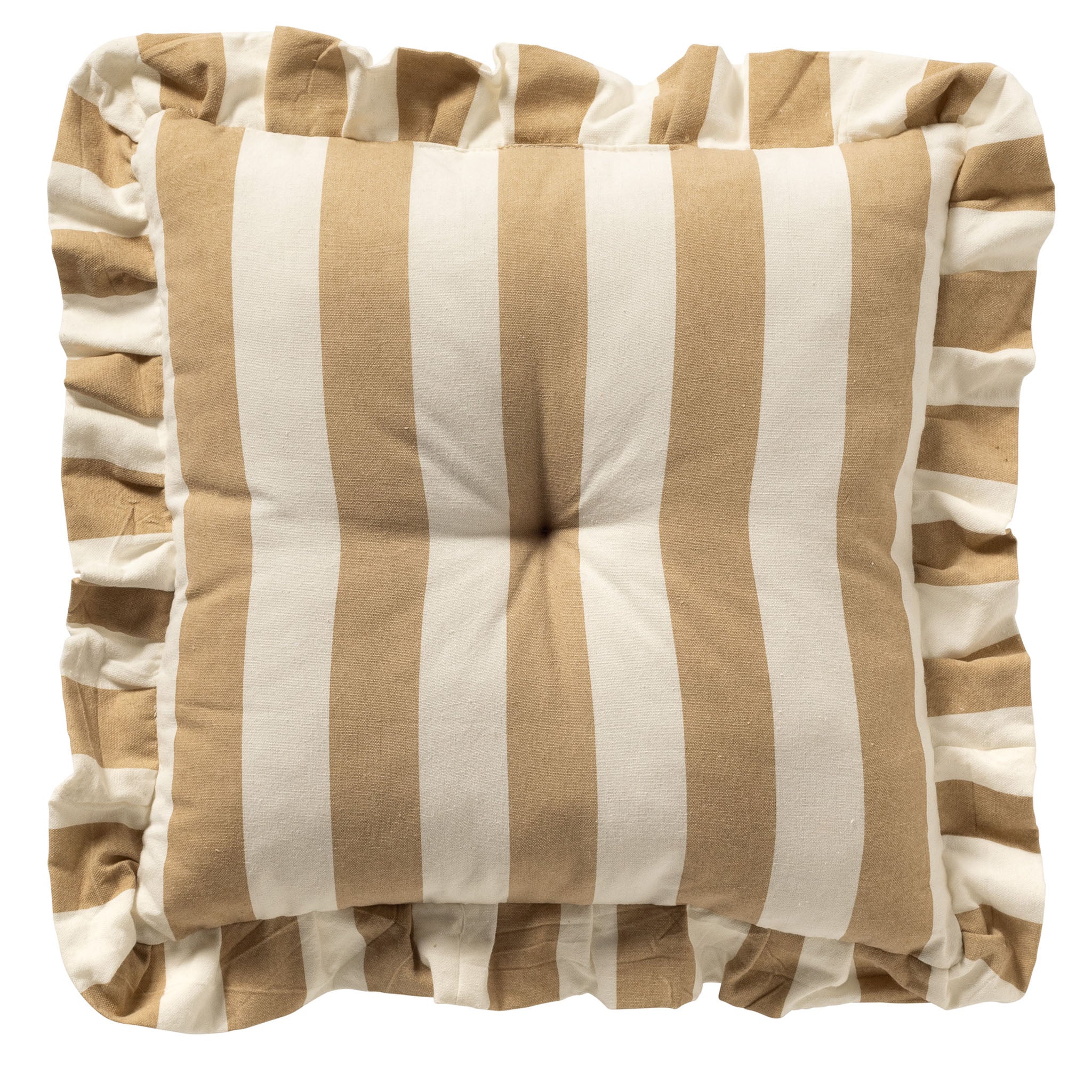 BELLA - stoelkussen 40x40 cm - gestreept - ruches - Irish Cream - beig