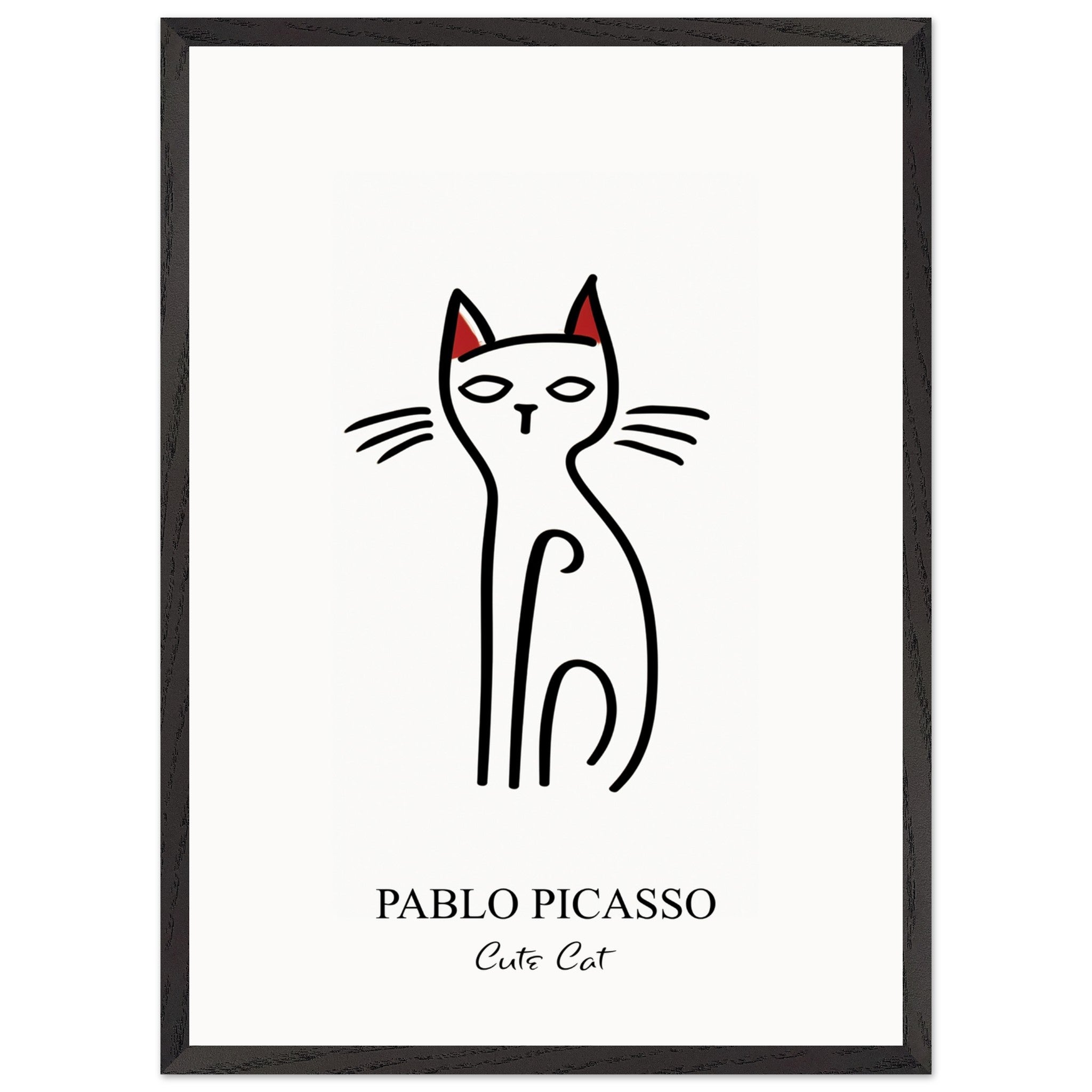 Artfulprints Poster met Lijst Pablo Picasso - Cute cat - 50x70 cm - Zw