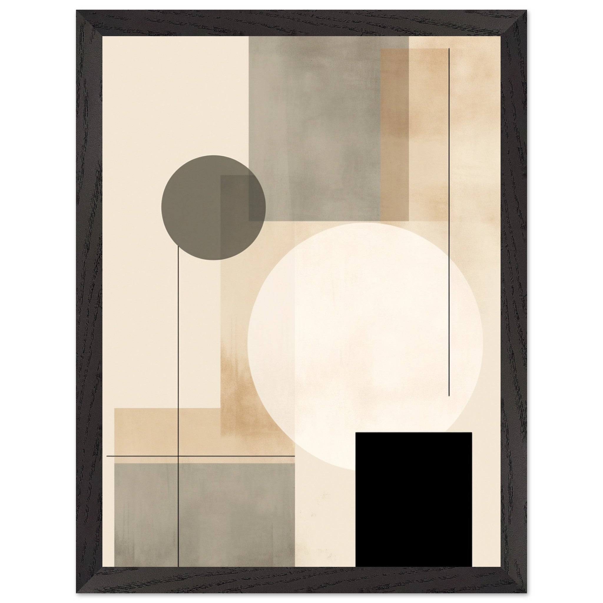 Artfulprints Poster met Lijst Japandi abstract - 30x40 cm - Taupe