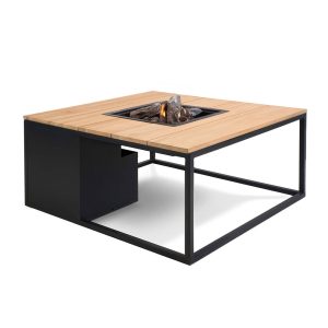 Cosi Fires Cosiloft lounge vuurtafel 100 cm zwart – teak top