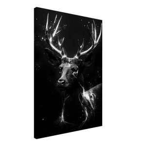 Artfulprints Canvas Deer portrait canvas – 50×70 cm – Zwart / Wit Artfulprints Canvas Deer portrait canvas – 50×70 cm – Zwart / Wit