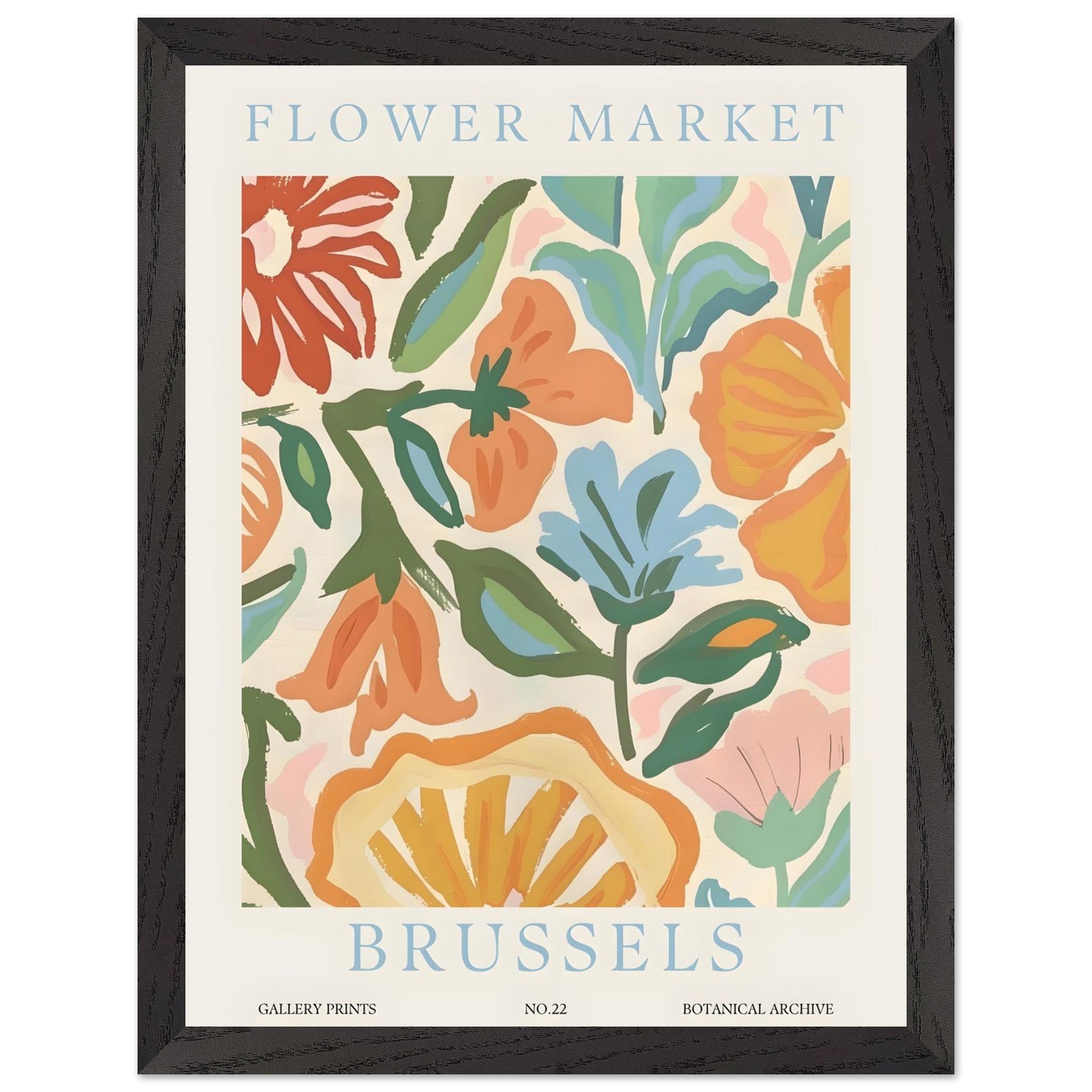 Artfulprints Poster met Lijst Flower market - Brussels - 30x40 cm - Me