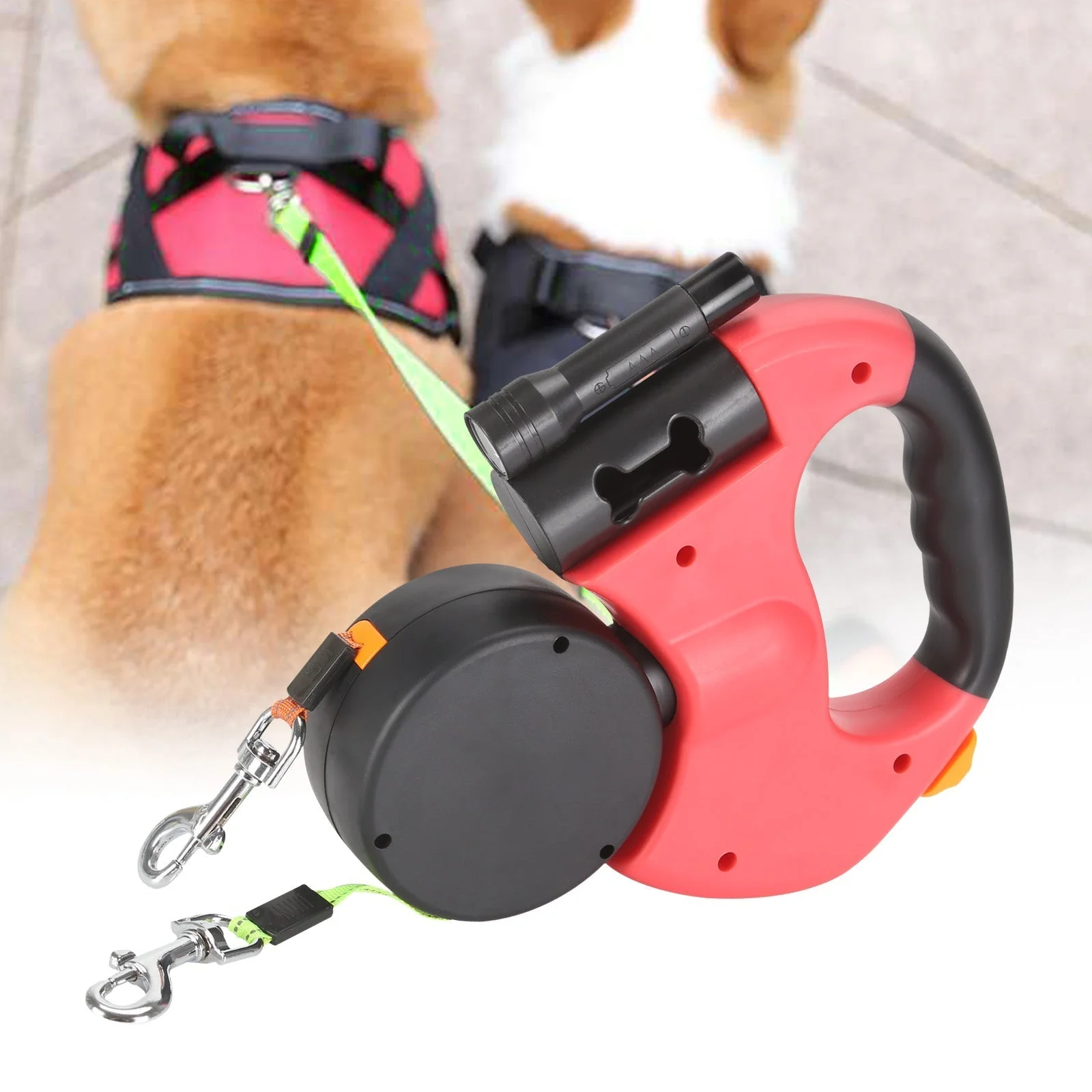 PetWorld – Dubbele innovatieve oprolbare hondenriem met verlichting