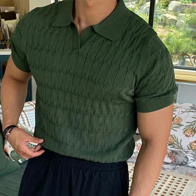 Casual jacquard gebreid poloshirt voor heren – Arthur